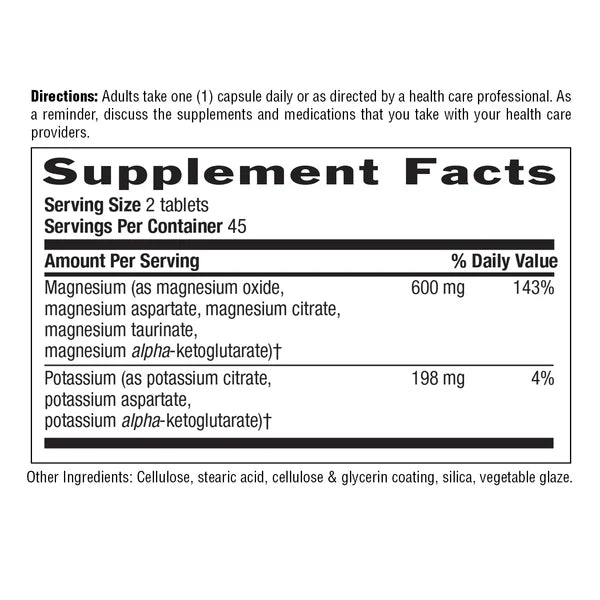 Country Life MAGNESIUM POTASSIUM ASPARTATE 90 Tablets