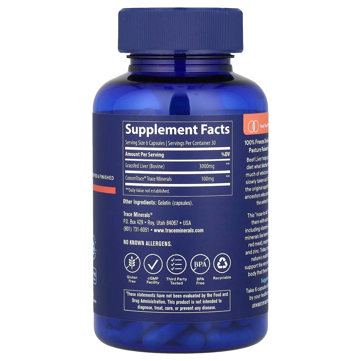 Trace Minerals TM Ancestral Beef Liver 500mg - 180 Capsules