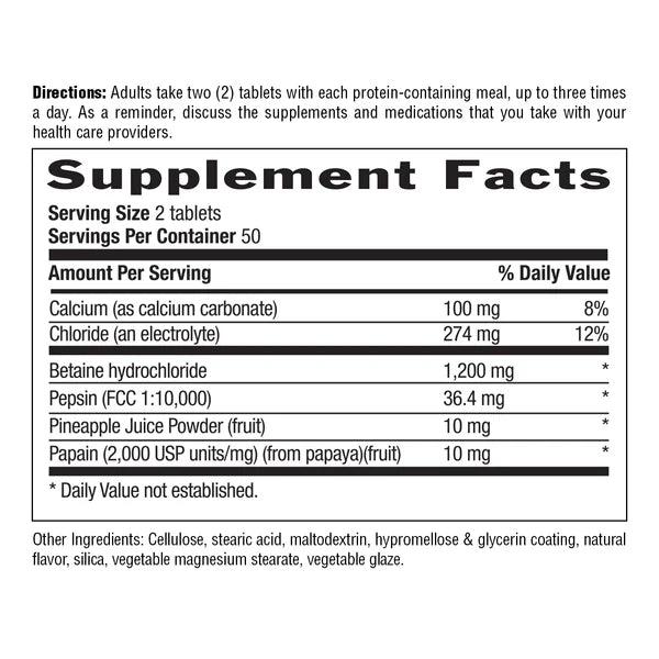 Country Life BETAINE HYDROCHLORIDE 600MG 100 Tablets