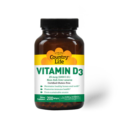 Country Life VITAMIN D3 1000IU (25MCG) 200 Softgels