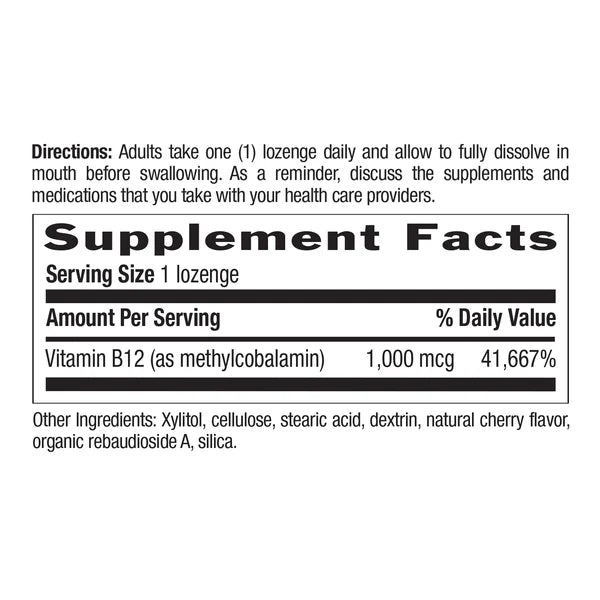 Country Life METHYL B12 1000MCG 60 Cherry Lozenges