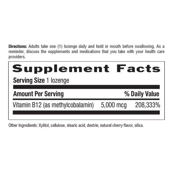 Country Life METHLY B12 5000MCG 60 Cherry Lozenges