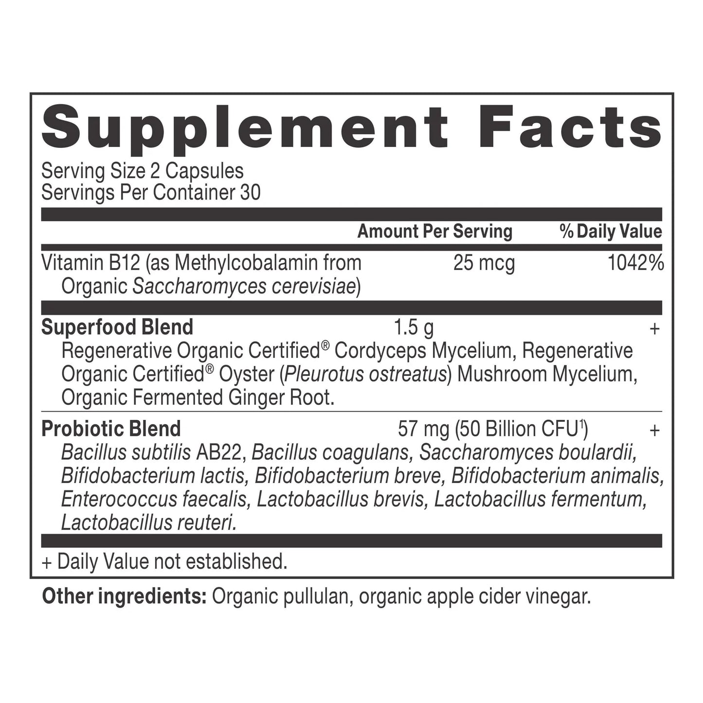Ancient Nutrition Organic METABOLISM SUPPORT PROBIOTICS 50 Billion CFU - 60 Capsules
