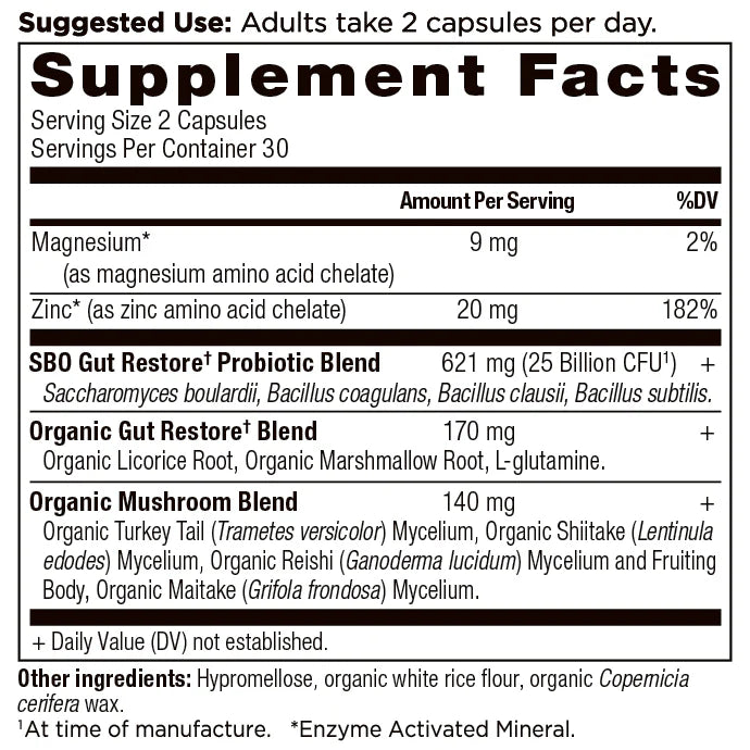 Ancient Nutrition SBO PROBIOTICS Gut Restore 25 Billion CFU - 60 Capsules
