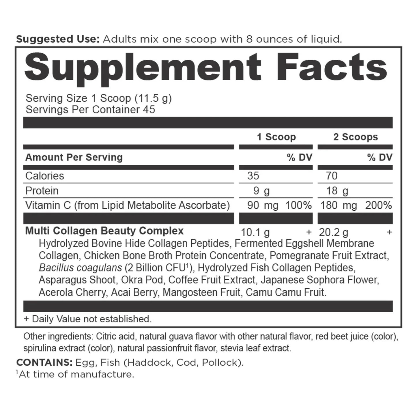 Ancient Nutrition MULTI COLLAGEN PROTEIN BEAUTY WITHIN - 45 Servings GUAVA PASSION FRUIT