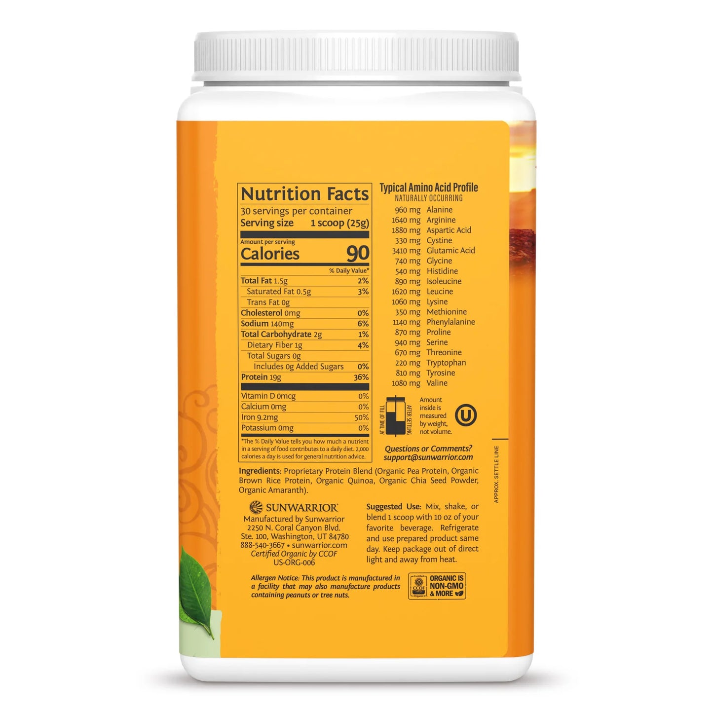 Sunwarrior CLASSIC PLUS PROTEIN ORGANIC 1.65lbs