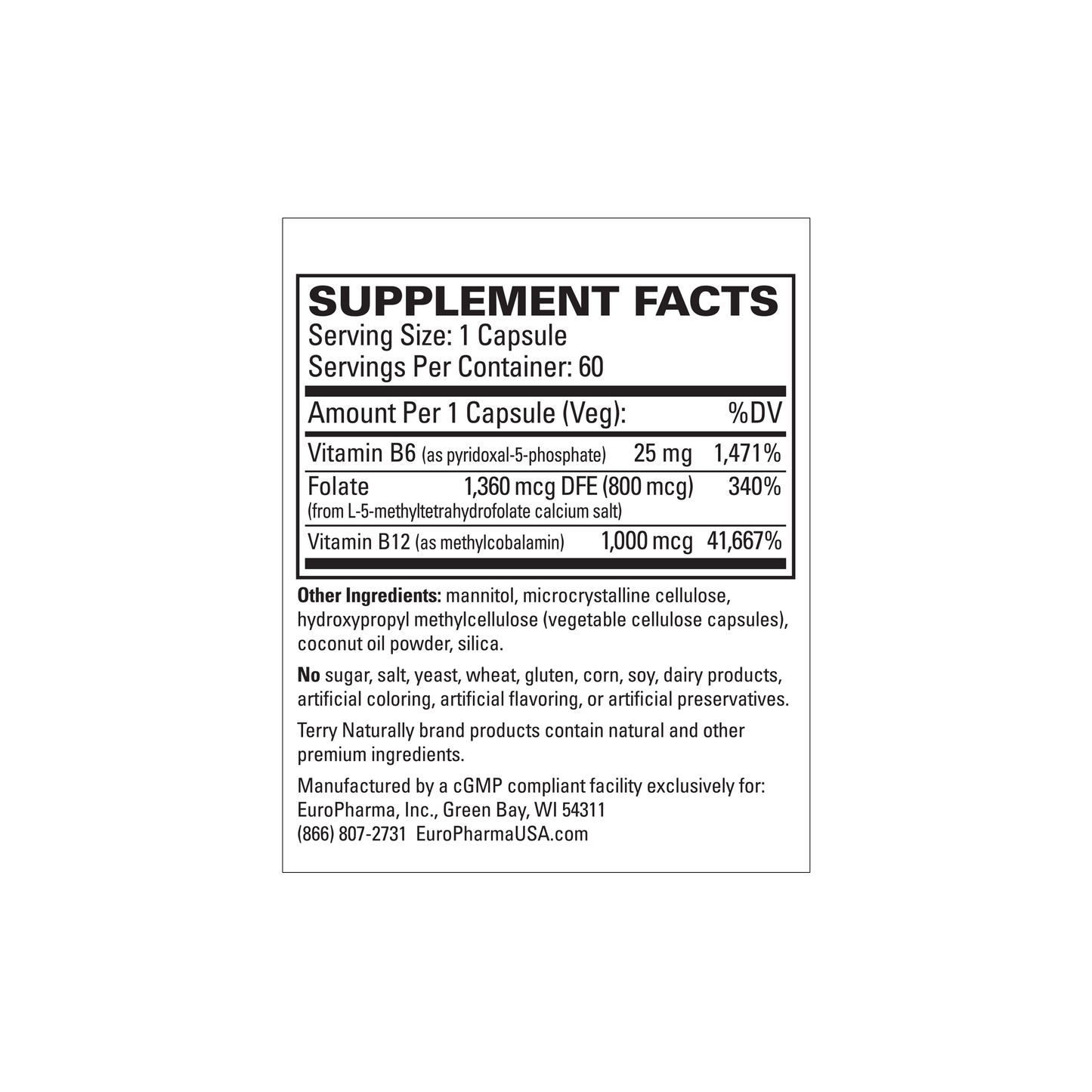 Terry Naturally BIOACTIVE VITAMIN B - 60 Capsules