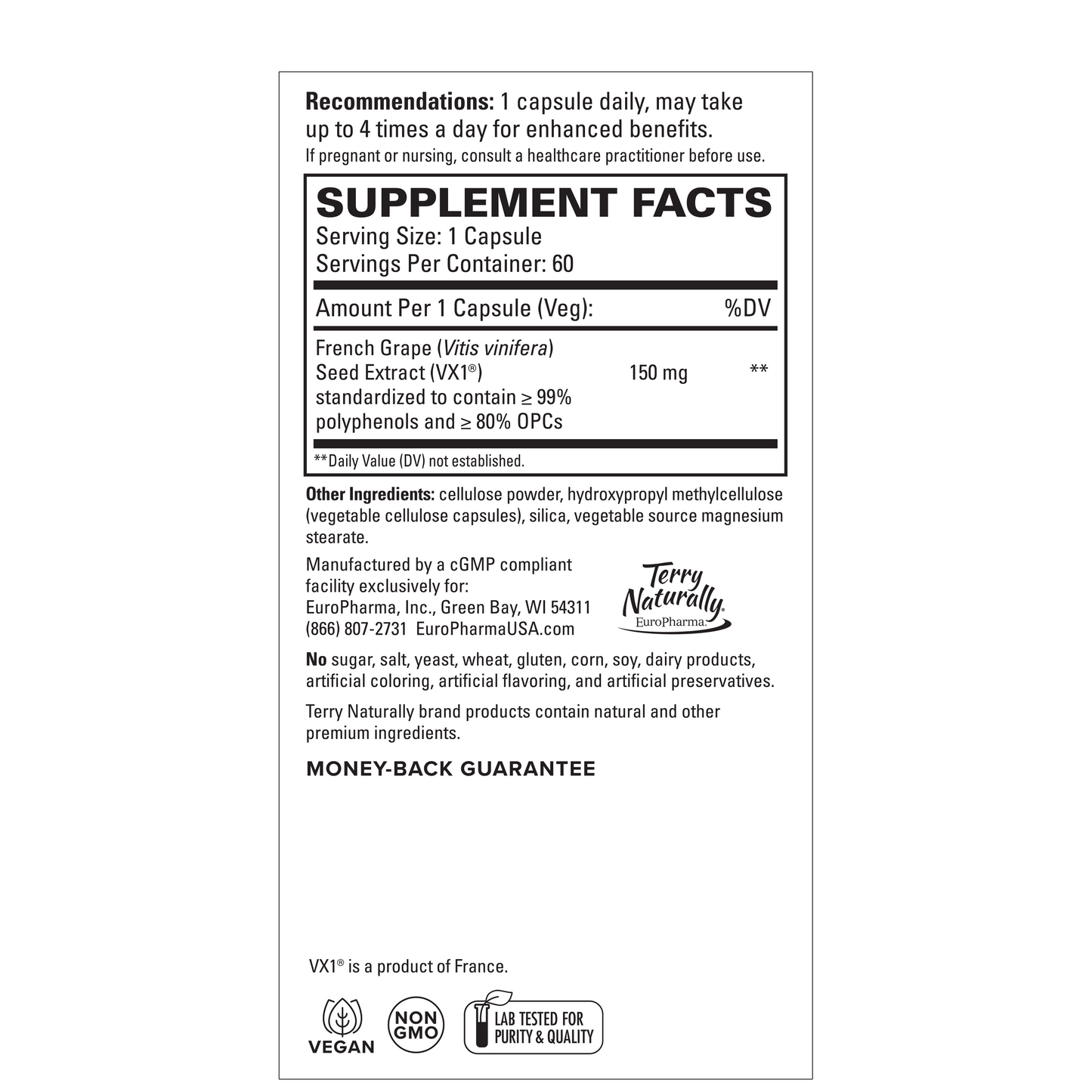 Terry Naturally CLINICAL OPC 150 MG Grape Seed - 60 Capsules