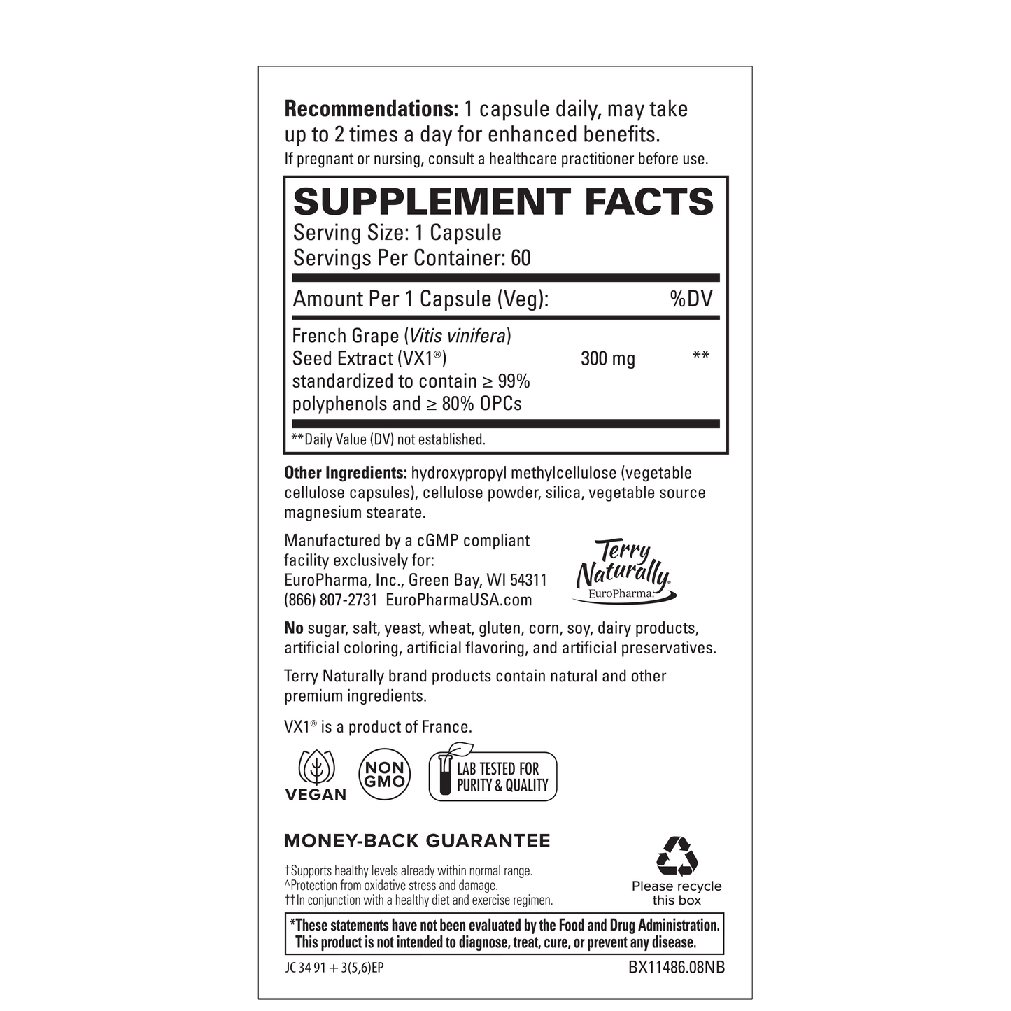 Terry Naturally CLINICAL OPC 300 MG Grape Seed - 60 Capsules