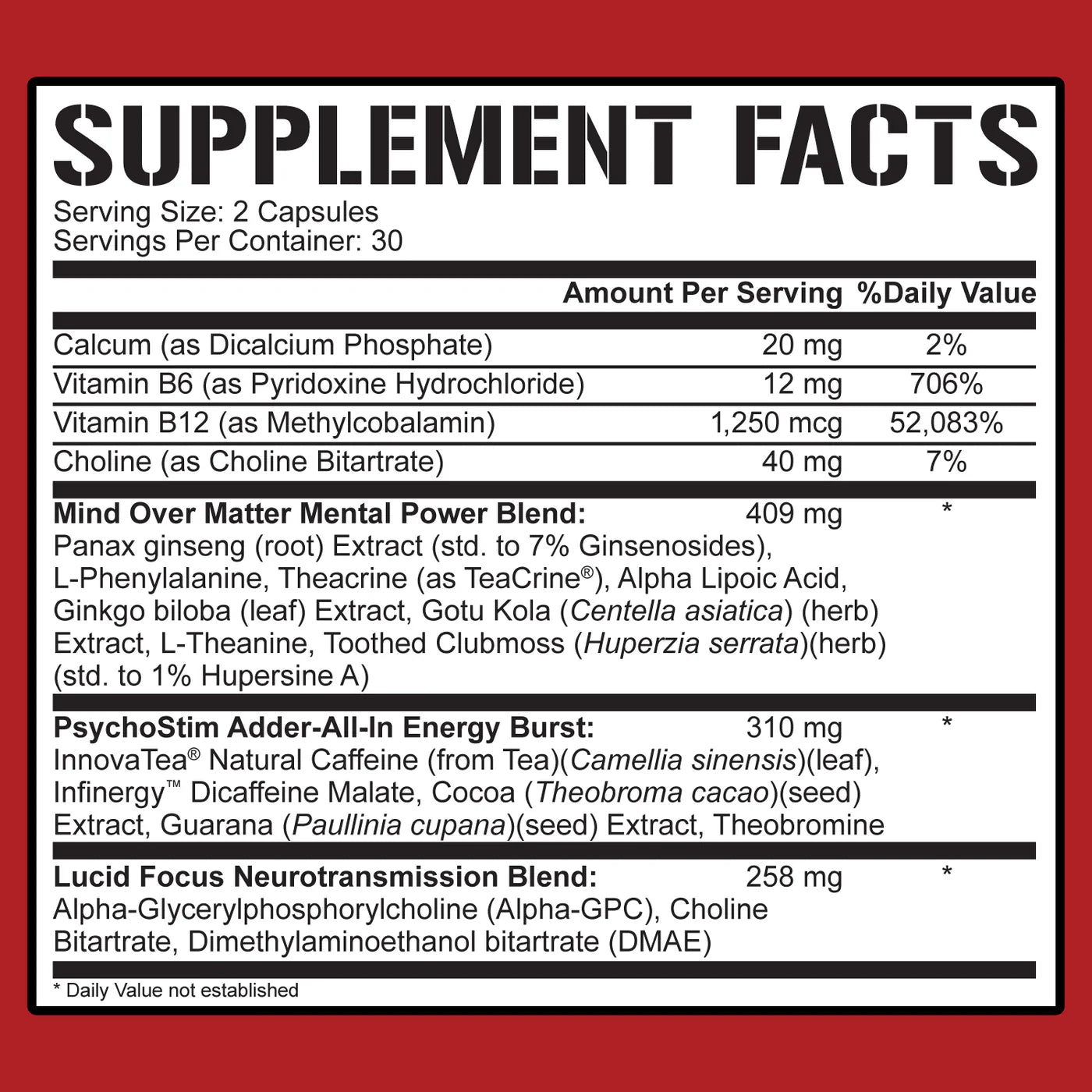 5% Nutrition MENTALITY 60 Capsules