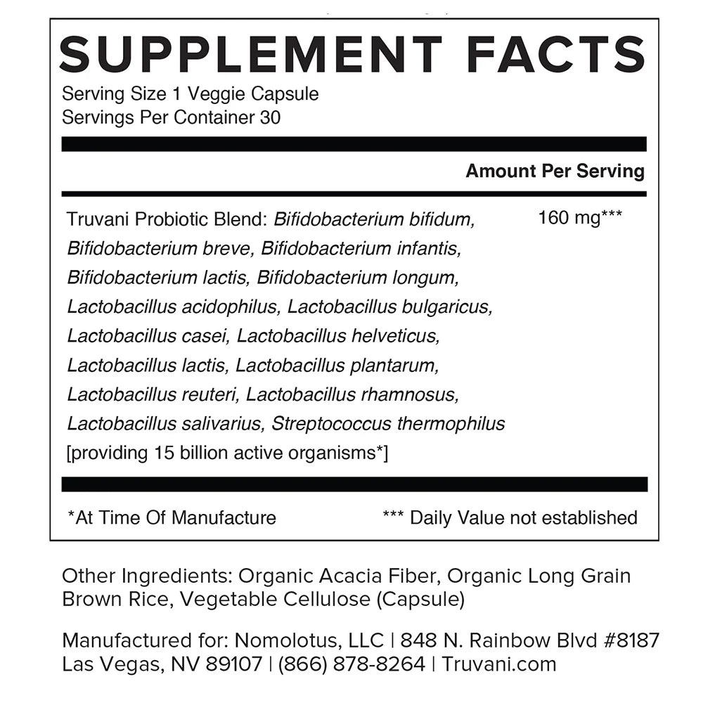 Truvani PROBIOTICS 30 Capsules