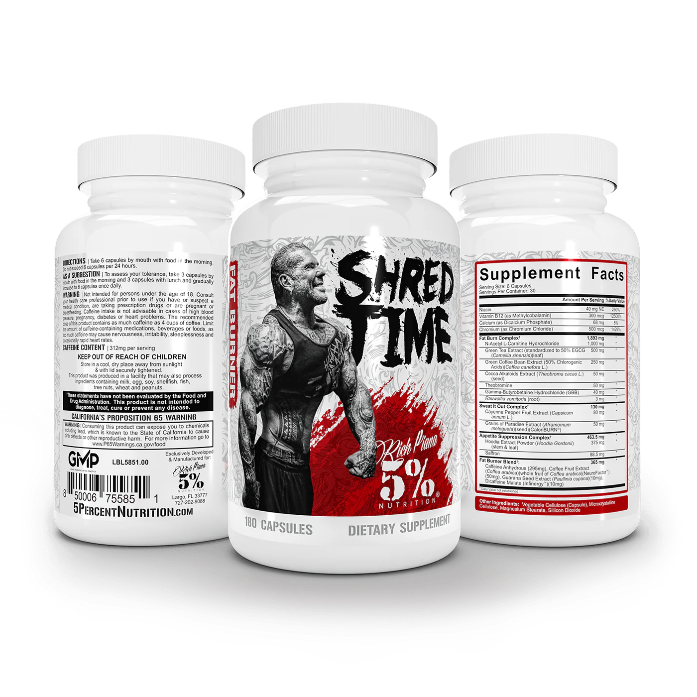 5% Nutrition SHRED TIME 180 Capsules