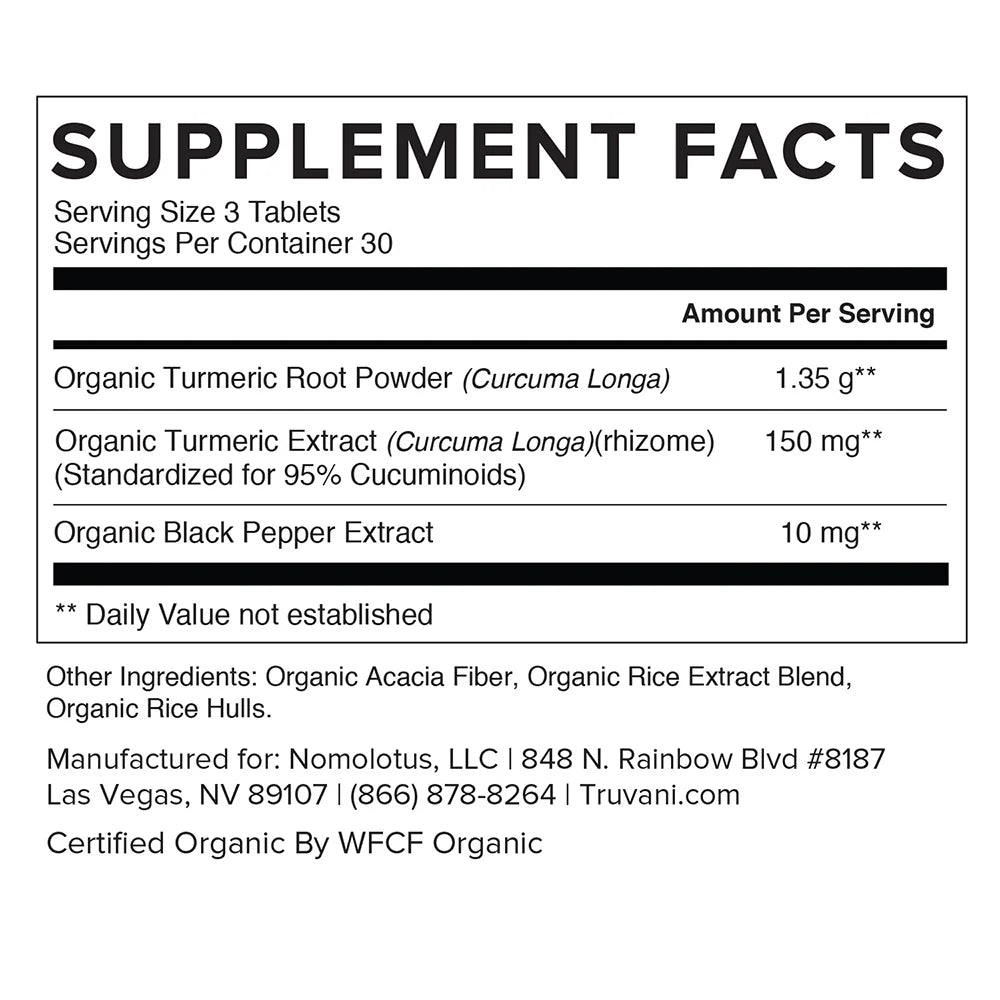 Truvani TURMERIC CURCUMIN w/ Black Pepper 90 Tablets