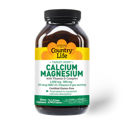 Country Life CALCIUM MAGNESIUM with Vitamin D 240 Veg Capsules