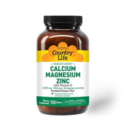 Country Life CALCIUM MAGNESIUM ZINC 180 Tablets