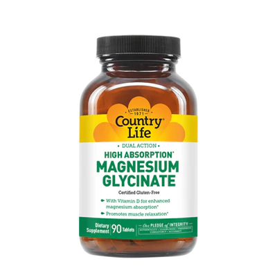 Country Life MAGNESIUM GLYCINATE HIGH ABSORB 90 Tablets