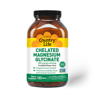 Country Life CHELATED MAGNESIUM GLYCINATE 180 Tablets