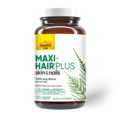 Country Life MAXI-HAIR PLUS Skin & Nails + BIOTIN 120 Veg Capsules