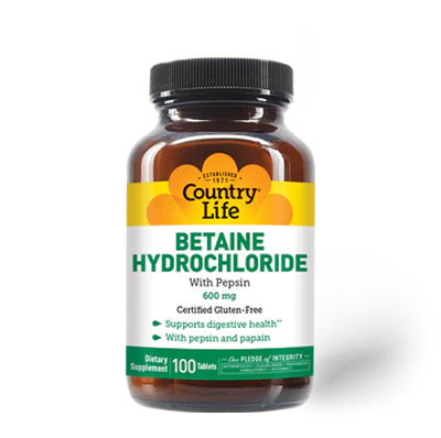 Country Life BETAINE HYDROCHLORIDE 600MG 100 Tablets