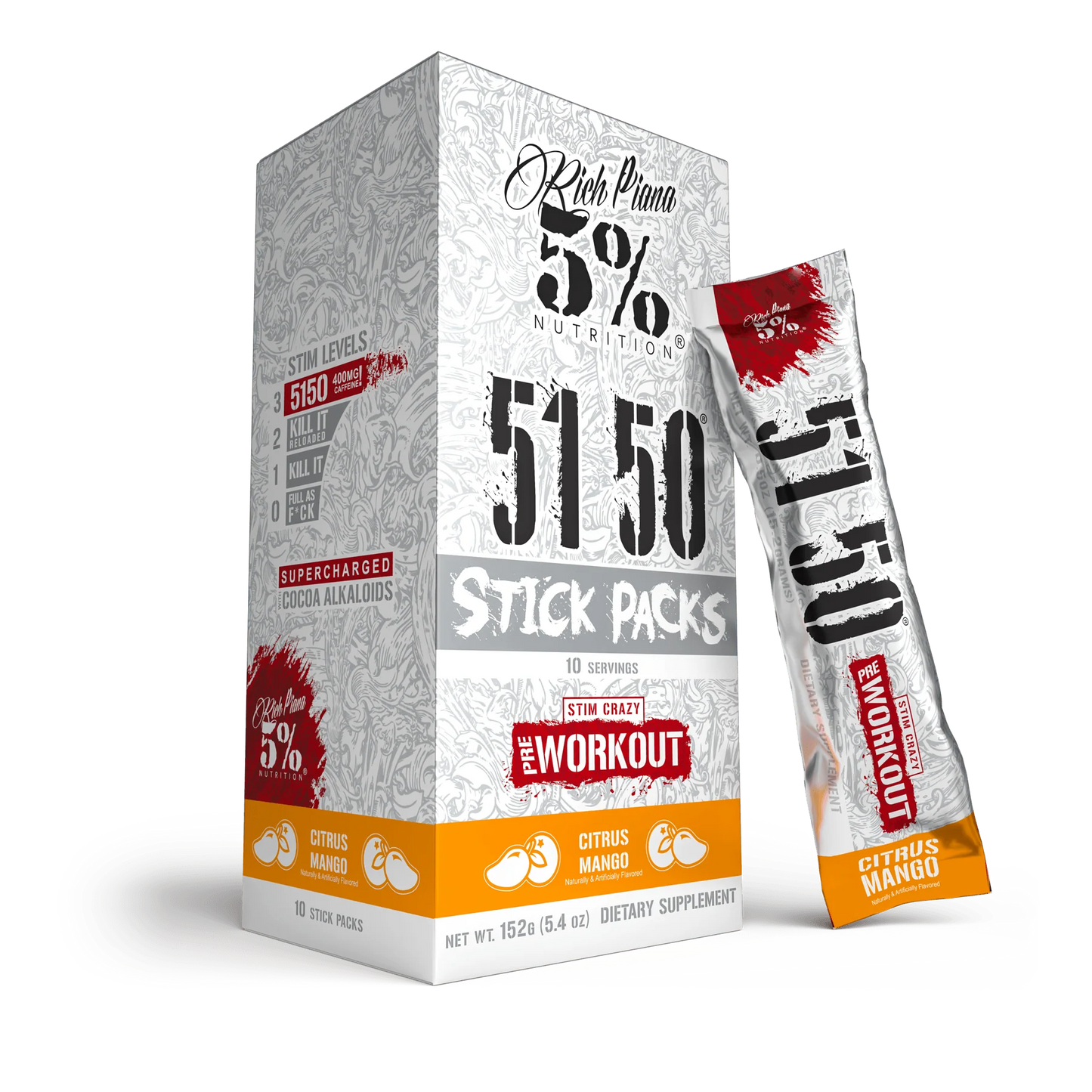 5% Nutrition 5150 Pre-Workout STICK PACKS - 10ct CITRUS MANGO