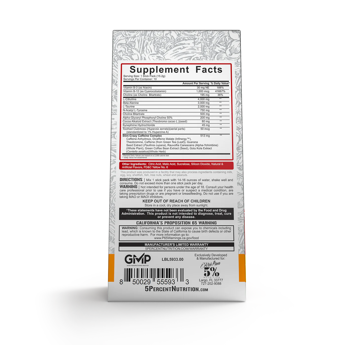 5% Nutrition 5150 Pre-Workout STICK PACKS - 10ct CITRUS MANGO