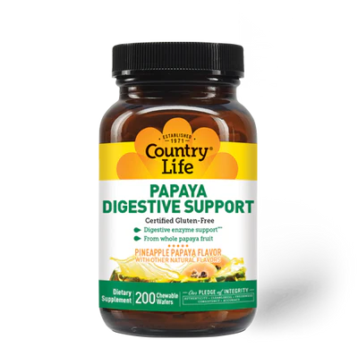 Country Life PAPAYA DIGESTIVE SUPPORT 200 Wafers