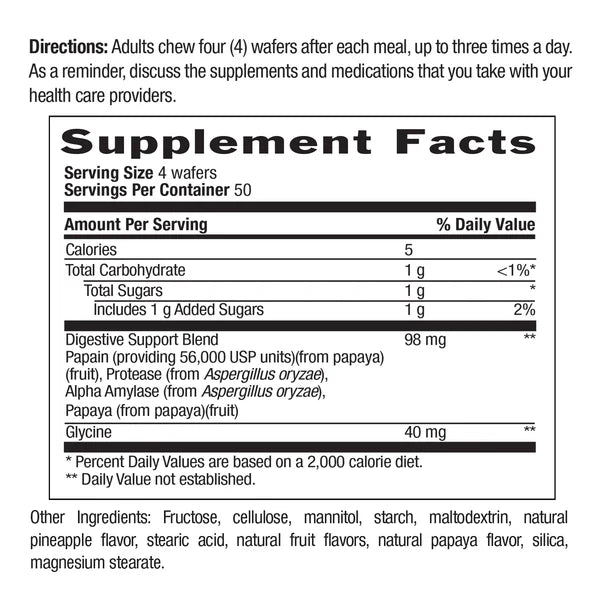 Country Life PAPAYA DIGESTIVE SUPPORT 200 Wafers
