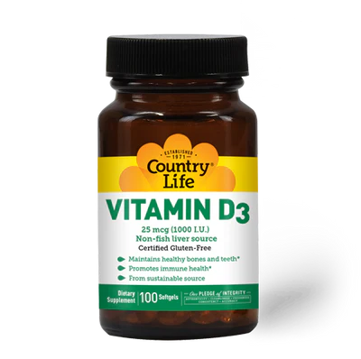 Country Life VITAMIN D3 1000 I.U 100 Softgels