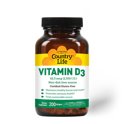 Country Life VITAMIN D3 2500IU (62.5MCG) 200 Softgels
