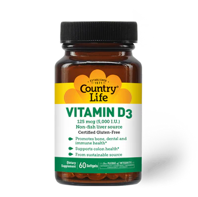 Country Life VITAMIN D3 5000IU (125MCG) 60 Softgels