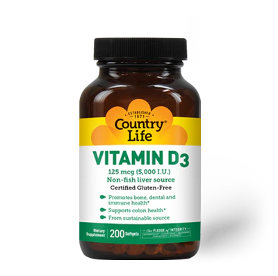 Country Life VITAMIN D3 5000IU (125MCG)200 Softgels