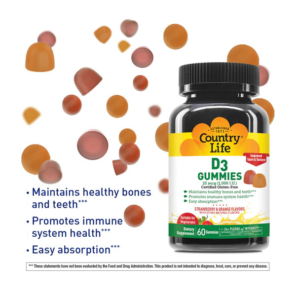 Country Life VITAMIN D3 1000IU 60 Gummies