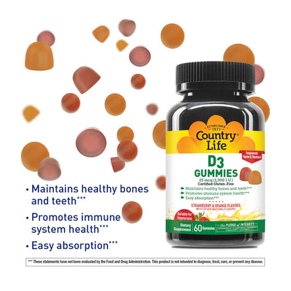 Country Life VITAMIN D3 1000IU 60 Gummies