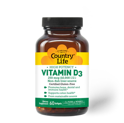Country Life VITAMIN D3 10000IU (250MCG) 60 Softgels