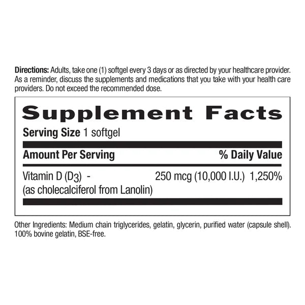 Country Life VITAMIN D3 10000IU (250MCG) 60 Softgels