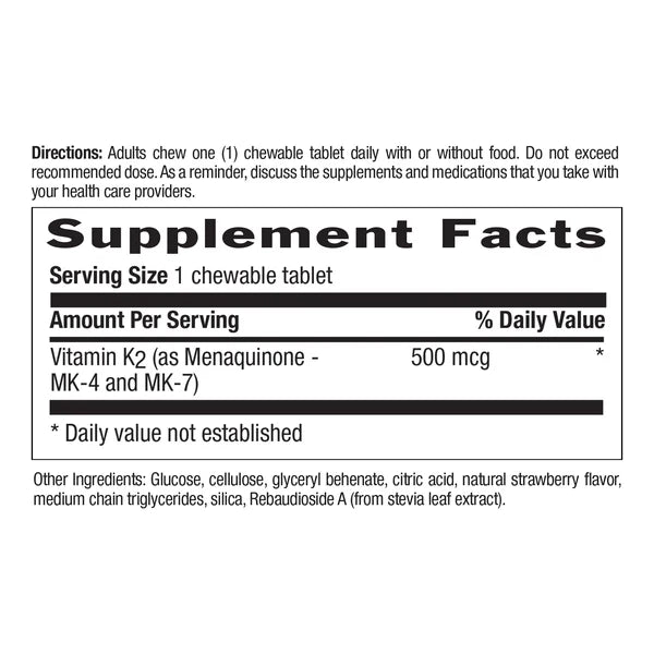 Country Life K2 (VEGAN)500MCG 60 Chewable Tablets