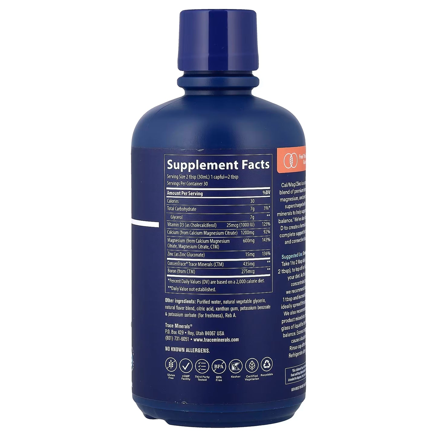 Trace Minerals Liquid Cal | Mag | Zinc - 32oz