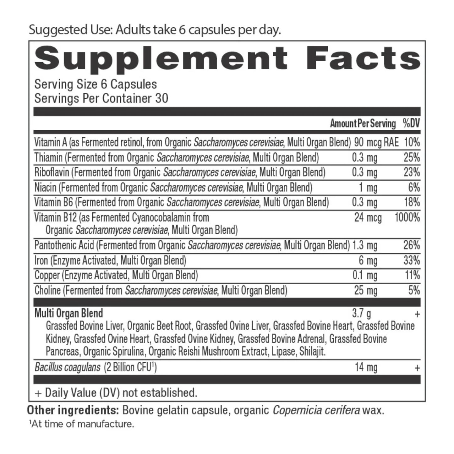 Ancient Nutrition ORGANS BLEND - 180 Capsules