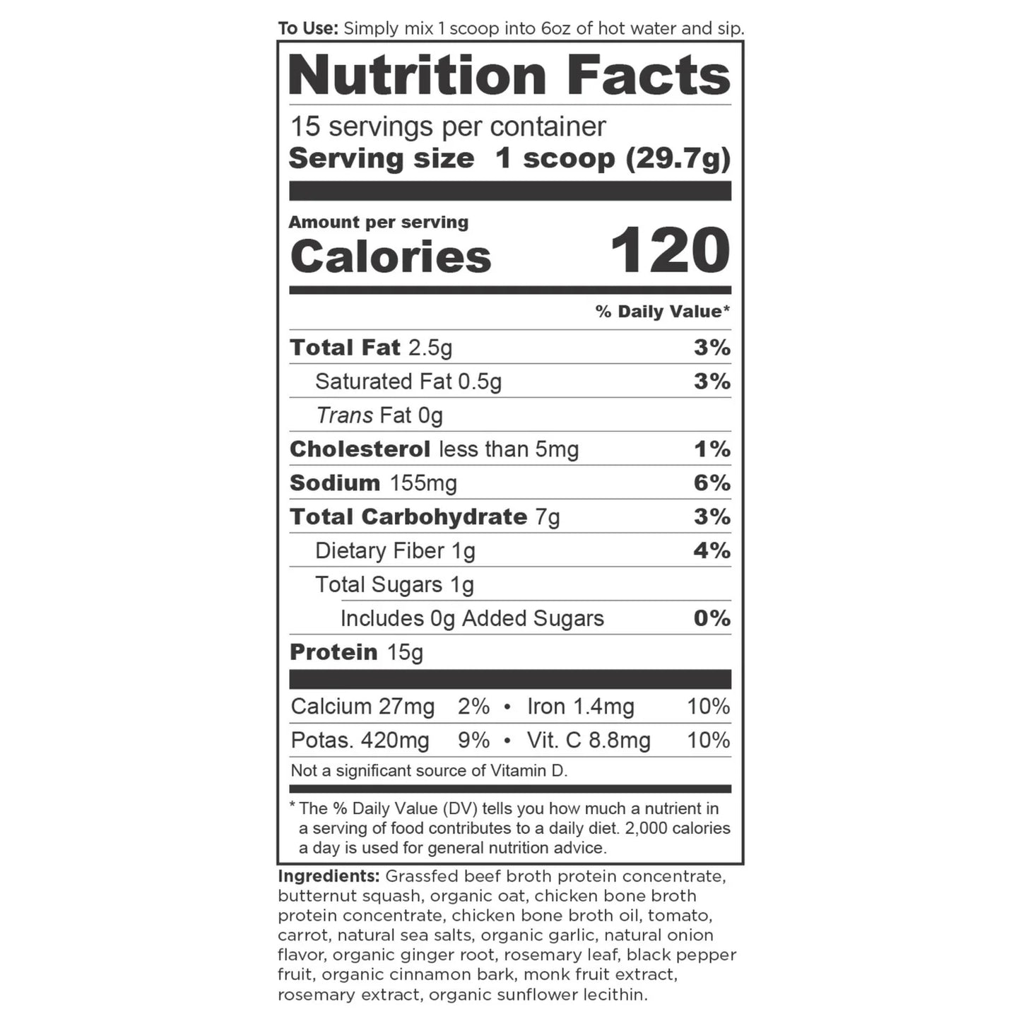Ancient Nutrition BONE BROTH PROTEIN Sipping Broth - 15 Serving