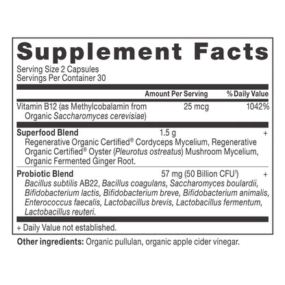 Ancient Nutrition Organic METABOLISM SUPPORT PROBIOTICS 50 Billion CFU - 60 Capsules
