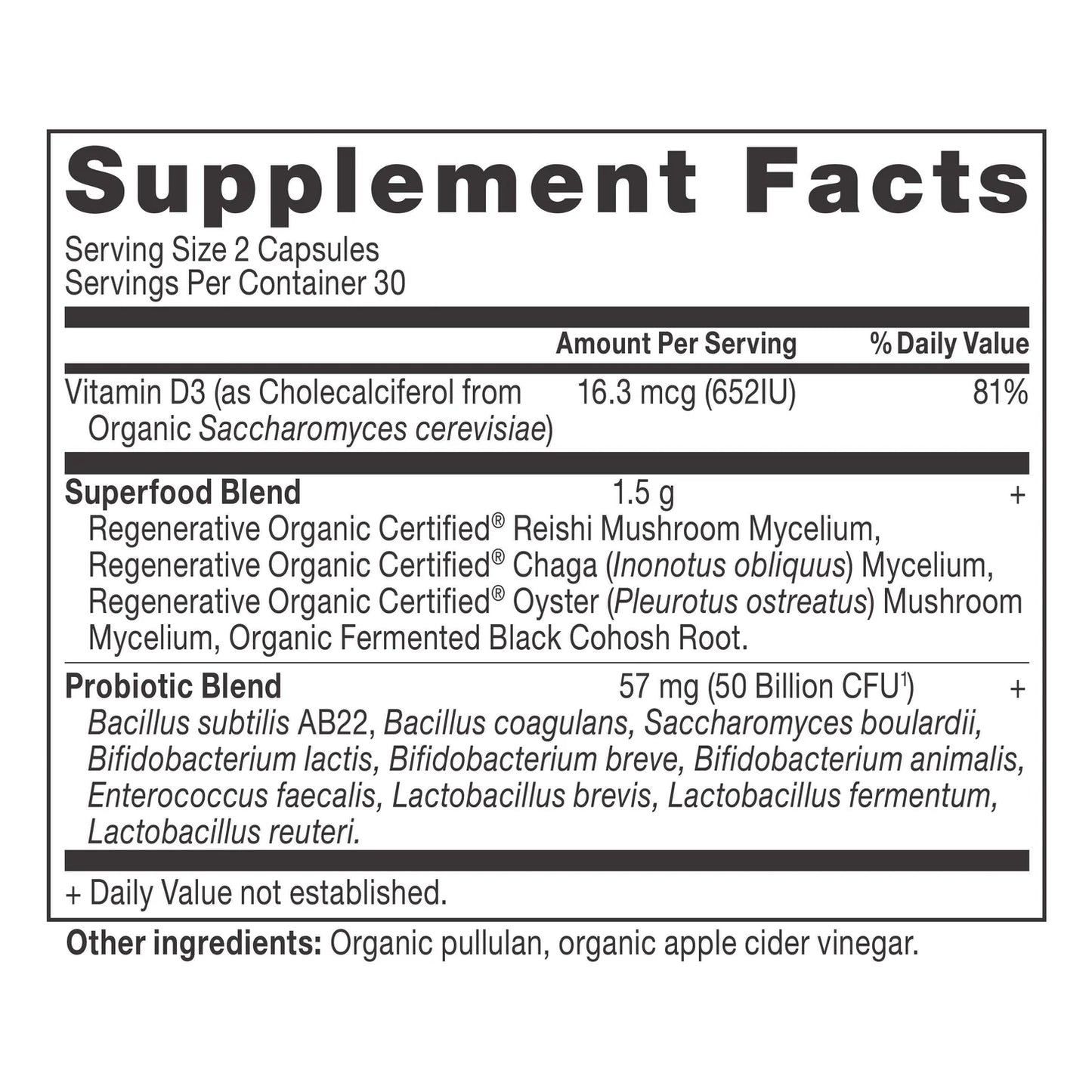 Ancient Nutrition Organic MENOPAUSE SUPPORT PROBIOTICS 50 Billion CFU - 60 Capsules