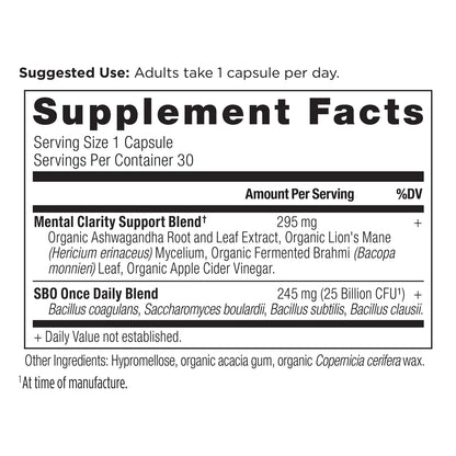 Ancient Nutrition SBO PROBIOTICS MENTAL CLARITY 25 Billion CFU - 30 Capsules