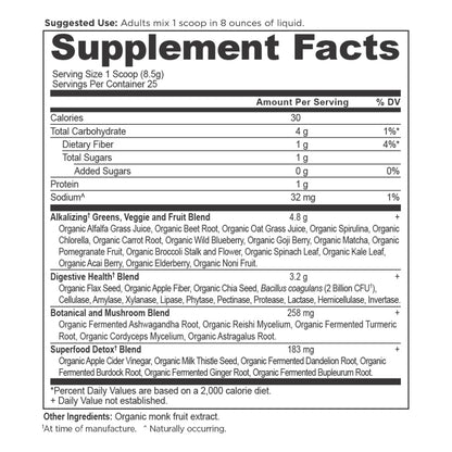 Ancient Nutrition ORGANIC SUPER GREENS ALKALIZE & DETOX - 25 Servings