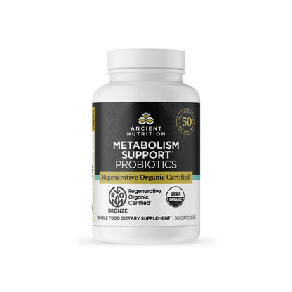 Ancient Nutrition Organic METABOLISM SUPPORT PROBIOTICS 50 Billion CFU - 60 Capsules