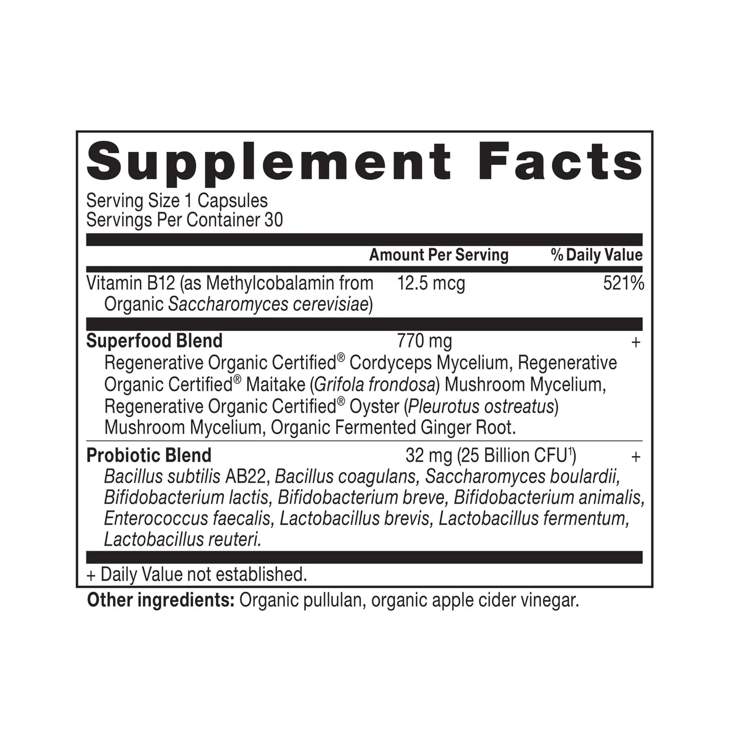 Ancient Nutrition Organic ONCE DAILY PROBIOTICS - 30 Capsules