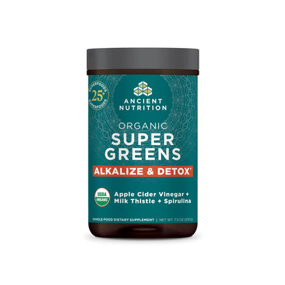 Ancient Nutrition ORGANIC SUPER GREENS ALKALIZE & DETOX - 25 Servings