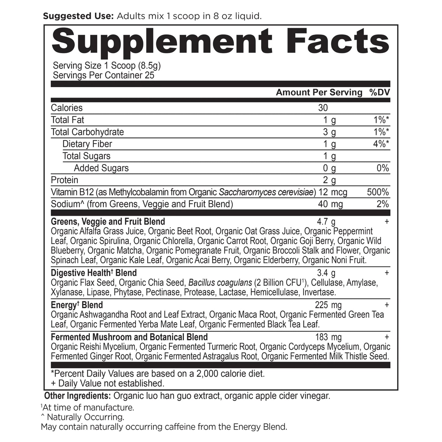 Ancient Nutrition ORGANIC SUPER GREENS ENERGIZER - 25 Servings