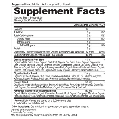 Ancient Nutrition ORGANIC SUPER GREENS ENERGIZER - 25 Servings