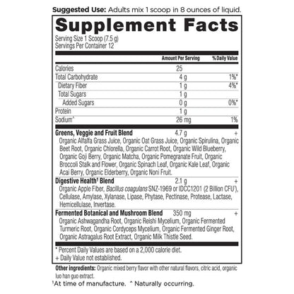 Ancient Nutrition ORGANIC SUPER GREENS - 12 Servings