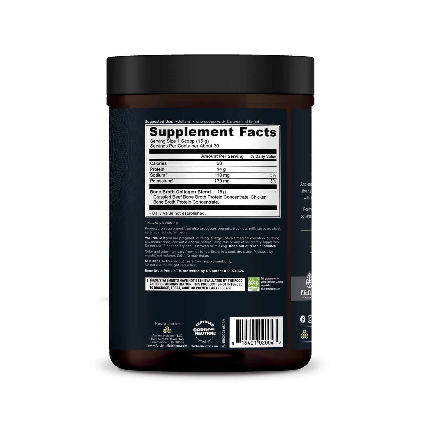 Ancient Nutrition BONE BROTH COLLAGEN - 30 Serving